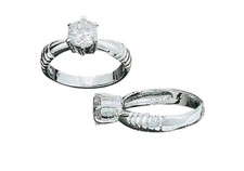 Sterling Silver CZ Cubic Zirconia Solitaire Ring With Side Cuts