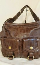 Marc Jacobs Mushroom Signature Embossed Leather Pockets Large Hobo Shoulder Bag