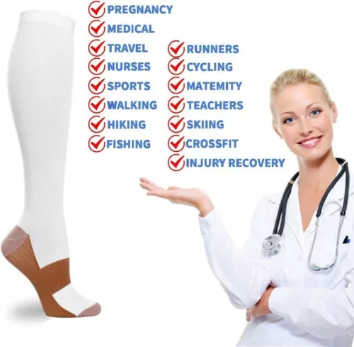 6 pares de calcetines de compresión de cobre 20-30 mmHg soporte graduado hombres mujeres S-XXL - Imagen 9 de 19