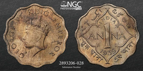 British India 1939(C) INDIA ANNA NGC MS 63