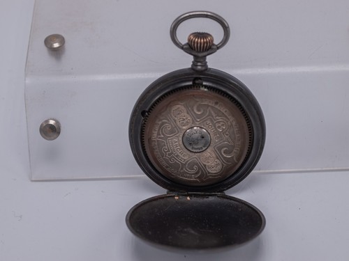 1910s/20s - Hebdomas 8 Day Open Heart Gunmetal 50mm Pendant Set Pocket Watch - Picture 7 of 7