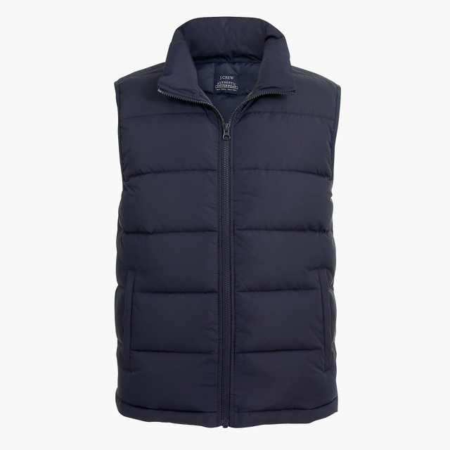 J Crew Mens Medium Navy Blue Puffer Vest Quilted Full Zip eBay