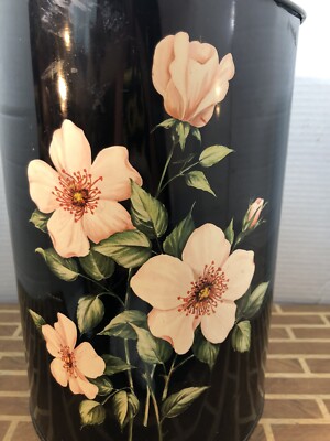 Mid Century Decoware Metal Trash Can Waste Basket Pink