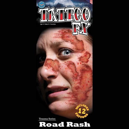 Tinsley Transfers Trauma Series Road Rash Halloween Temporary Tattoo