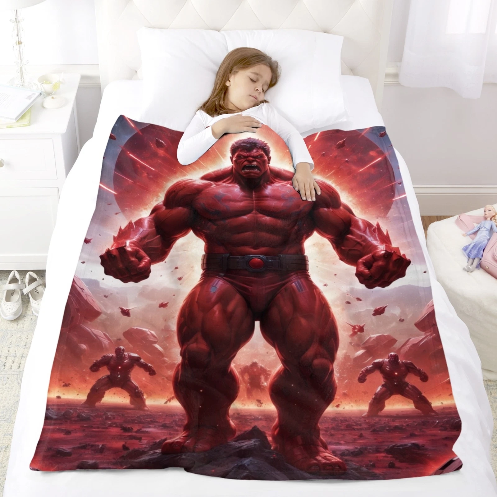 Red Hulk Flannel Blanket Soft Sofa Bed Couch Throw Birthday Gift