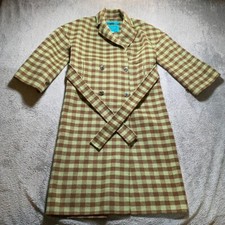 Bimbay Y Lola Coat Women's Medium Green Check Long Sleeve Wool