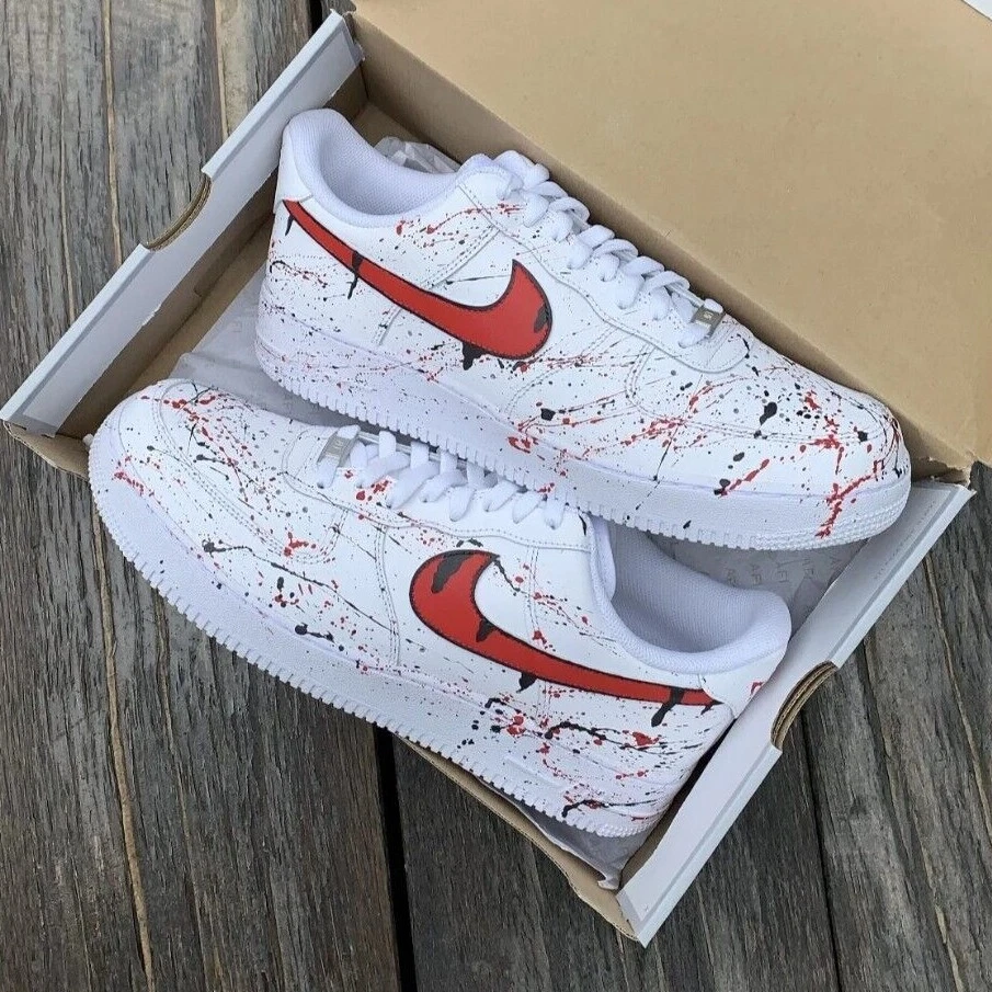 Custom Red Nike Drip Air Force Ones