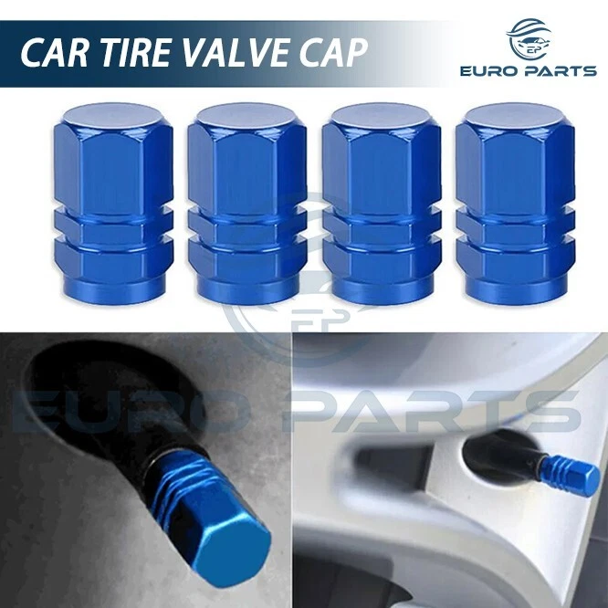 Blue*4 Aluminum Car Tire Valve Caps Tyre Valve Stem Cover Air Dust Wheel Rim Cap - Image 3 of 4