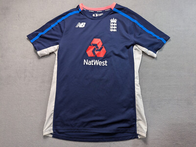 England New Balance Navy Blue White Cricket Training Shirt