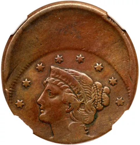 (1839-1857) NGC VF Details 35% Off Center Braided Hair Large Cent Coin 1c