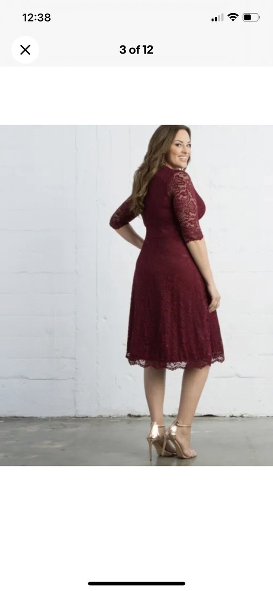 Kiyonna Womens Dress Plus Size OX Mademoiselle Lace Style Red MOB Party  Formal | eBay