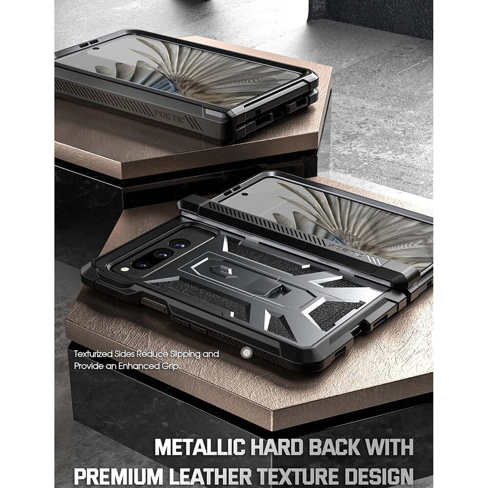 For Google Pixel Fold 5G 2023 Case Poetic with Hidden Kickstand Cover Gun Metal - Image 4 of 4