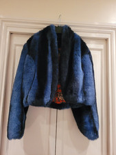 Minkpink Blue Faux Fur Cropped Style Jacket Size L