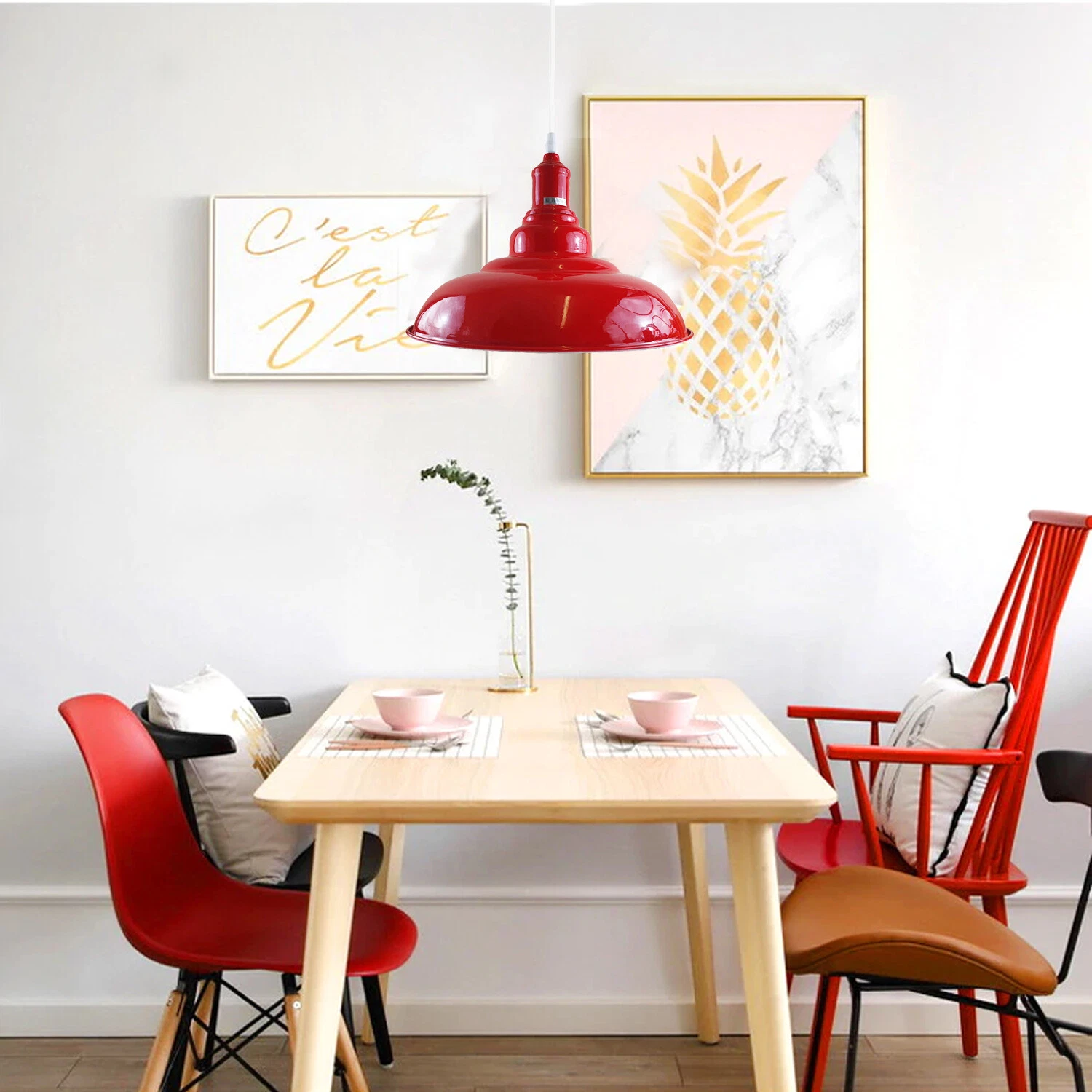レトロランプ　レッド Vintage Industrial Ceiling Pendant Light Metal Shade Red