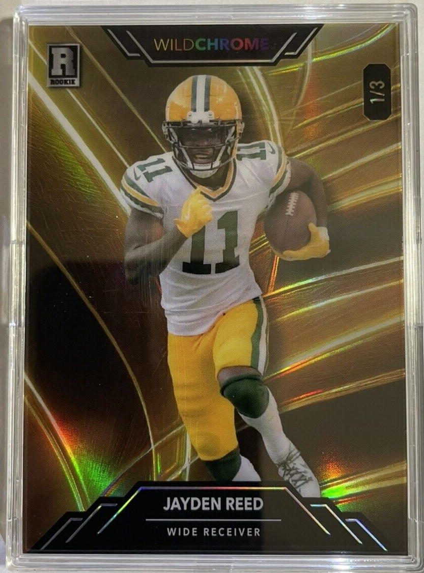 2023 Jayden Reed Rookie 1/3 Gold Wave Foil Promo Pro-Look Wild Card ...