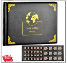 Coin Collection Supplies Holder Book for Collectors, 300 Pockets Coin Collection