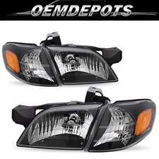For 1997-2005 Pontiac Montana Chevy Venture Black Headlights Assembly Lr Pairs