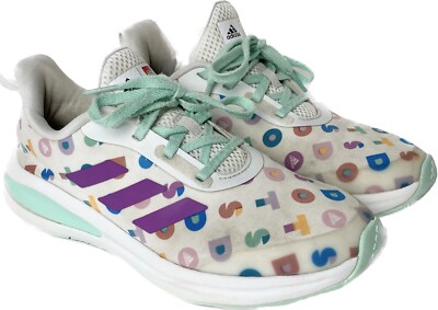 Adidas Kids Junior Fortarun X Lego Dots Shoes Size 4 White Purple G57929 *Read*