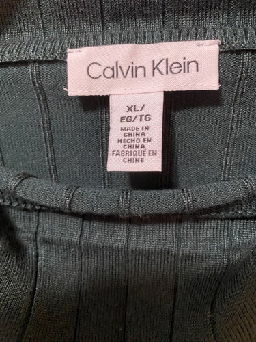 Nuevo con etiquetas Suéter Calvin Klein Mujer Manga Larga Cuello Simulado Rayón Acanalado Tejido Talla XL Verde - Imagen 3 de 14
