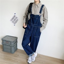 Mens Denim Bib and Brace Work Pants Dungarees Jumpsuit Trousers Workwear Casual