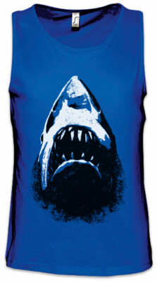 Shark Face Herren Tank Top Hai Jaws Sharks Geek Nerd Haifisch Weiße Hunger White