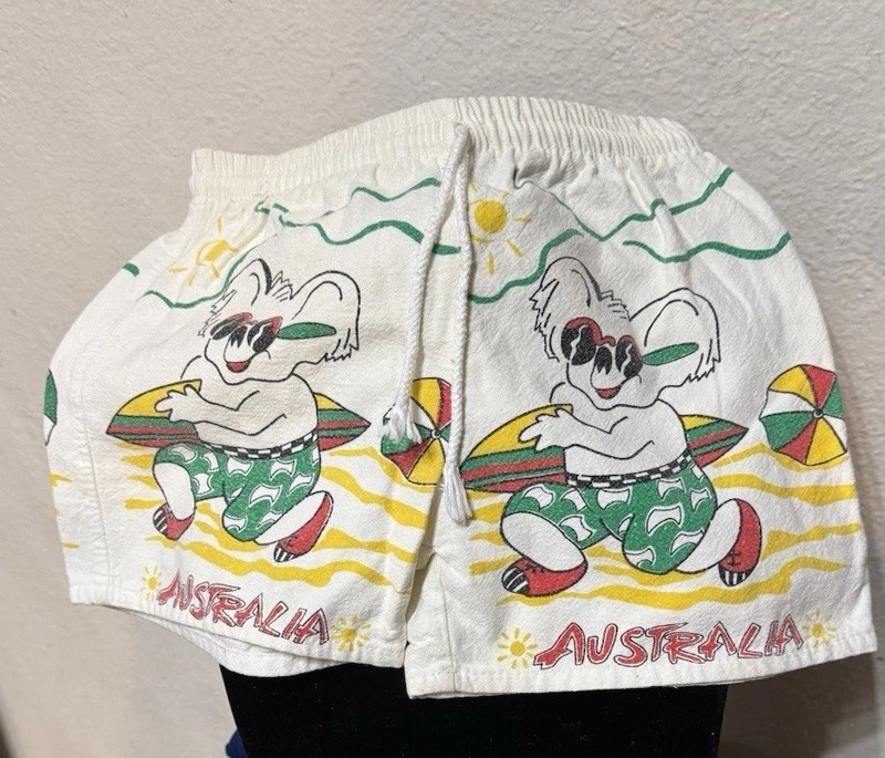 Vintage Children Shorts Bold Koala Australian Unisex Drawstring Collectible Sz S