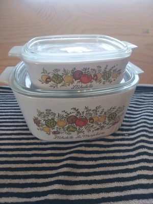Vtg Corningware LEchalote La Marjolaine 3 Liter A-3-B 1 Quart A-1-B Pyrex Lids