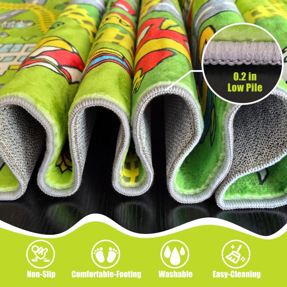 Alfombra para niños Alfombra de coche, Alfombra de pista para coche, Alfombra de juego para niños con carreteras, Lavable y antideslizante Foto 2 de 4