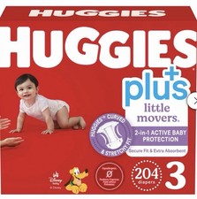 Huggies Plus Diapers Sizes 3  204 Ct 0.34 per diaper