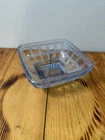 Vintage Blue Depression Glass Square Dish Sawtooth Edge Geometric Pattern