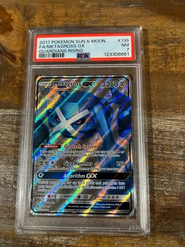 POKEMON 2017 Sun Moon Guardians Rising Full Art METAGROSS GX #139 PSA 7