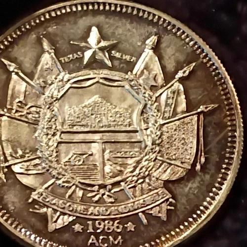 1986 Texas Alamo Collector Rare Coin 1 Troy Oz .999 Fine Silver Rare Round Medal