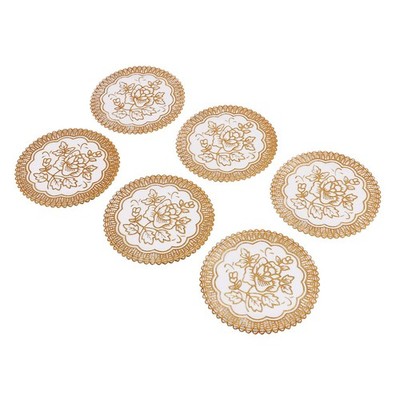 6 Exquisite Goldfarbene Blumen Esstisch Untersetzer Set Z5G18149