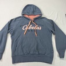 Cabelas Hoodie Sweatshirt Womens Medium Gray Distressed Outdoor Embroidered