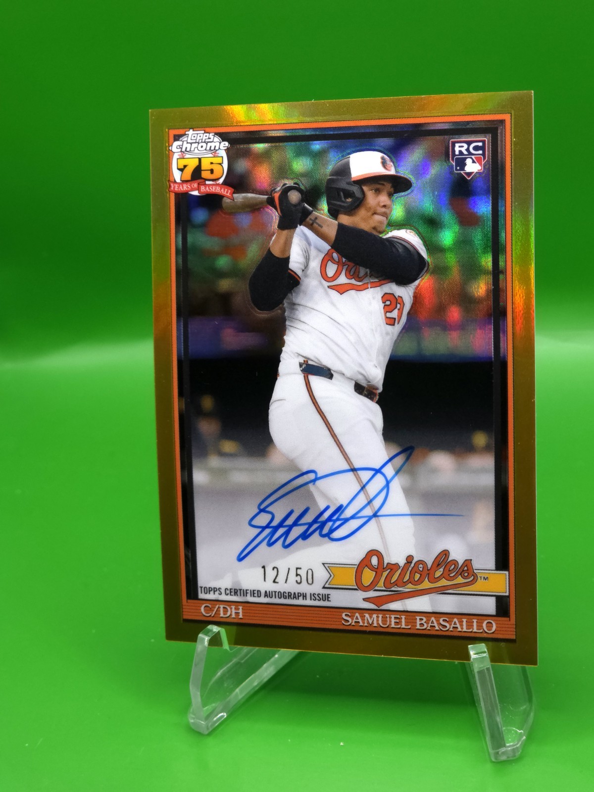 2026 Topps Chrome- Samuel Basallo 1991 Auto RC Gold Refractor SSP #/50 Orioles view 2