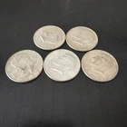 Lot of Five (5) 1964 Kennedy Silver Half Dollars - 90% Silver U.S. Coins