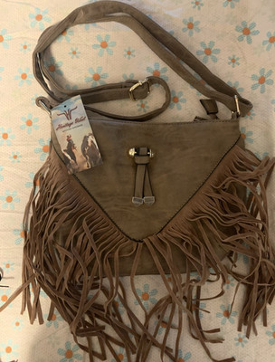 Heritage West Brown Fringe Western Crossbody Bag Adjustable Strap