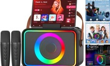 Karaoke Machine,Portable Bluetooth Speaker with 2 Wireless Microphone for Black