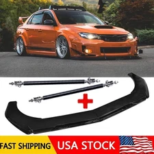 Front Bumper Lip Splitter Spoiler Glossy Black Body Kit For Subaru WRX STI