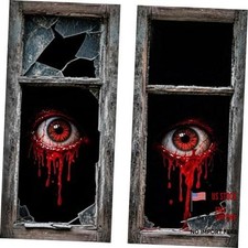 Halloween Window Decorations - 2PCS Halloween Curtain Banner - Scary Window