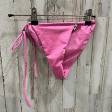 New! Monica Hansen MHB Revolve Lurex Side Tie Cheeky Bikini Bottom Pink S
