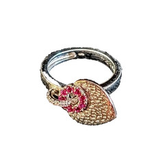 Sterling Silver 925 Pink Topaz And CZ Heart Ring Size 5