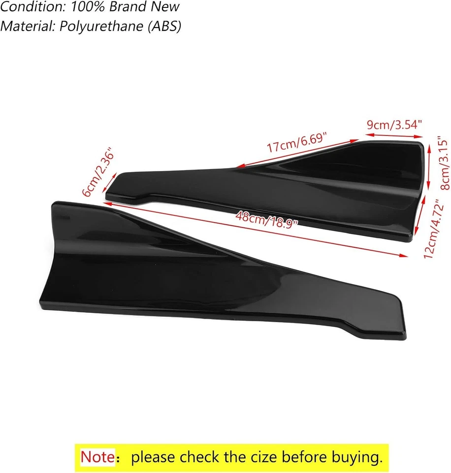 Left/Right Black Universal Rear Side Skirt Winglets Diffusers Extension For Car - Изображение 2 из 4