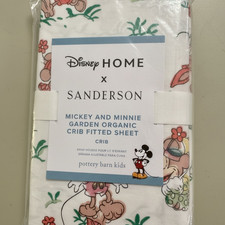 Pottery Barn Kids CRIB TODDLER SHEET Disney Home Sanderson MICKEY MINNIE Garden