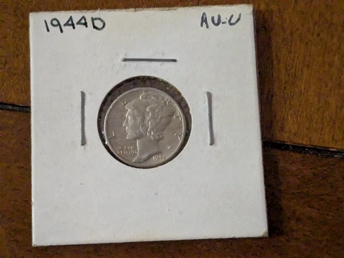 1944D Mercury Dime $0.10 90% Silver AU-UNC About Uncirc+