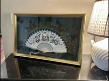 FRAMED, 19TH CENTURY, QING DYNASTY, PEACOCK FEATHER  BONE FAN.