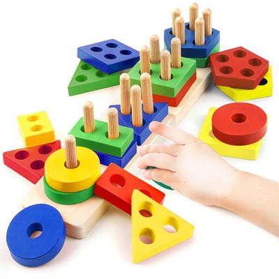 Montessori Toys for 1 2 3 Year Old Girls Boys, Wooden Large, Multicolor 