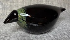 Iittala Oiva Toikka Black Crow Bird Nuutajarvi Finland Hand Blow Art Glass Signe