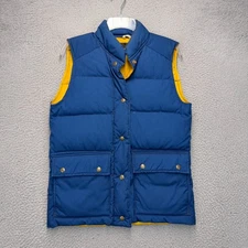 Eddie Bauer Down Puffer Vest Womens Small Blue Snap Sleeveless Outdoor Hiking