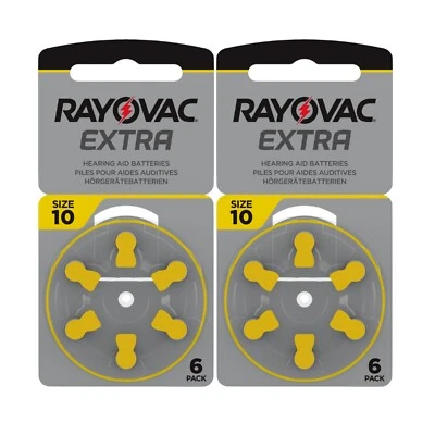 Rayovac Extra Size 10 Hearing Aid Batteries (2XPack of 6) Total 12 Batteries